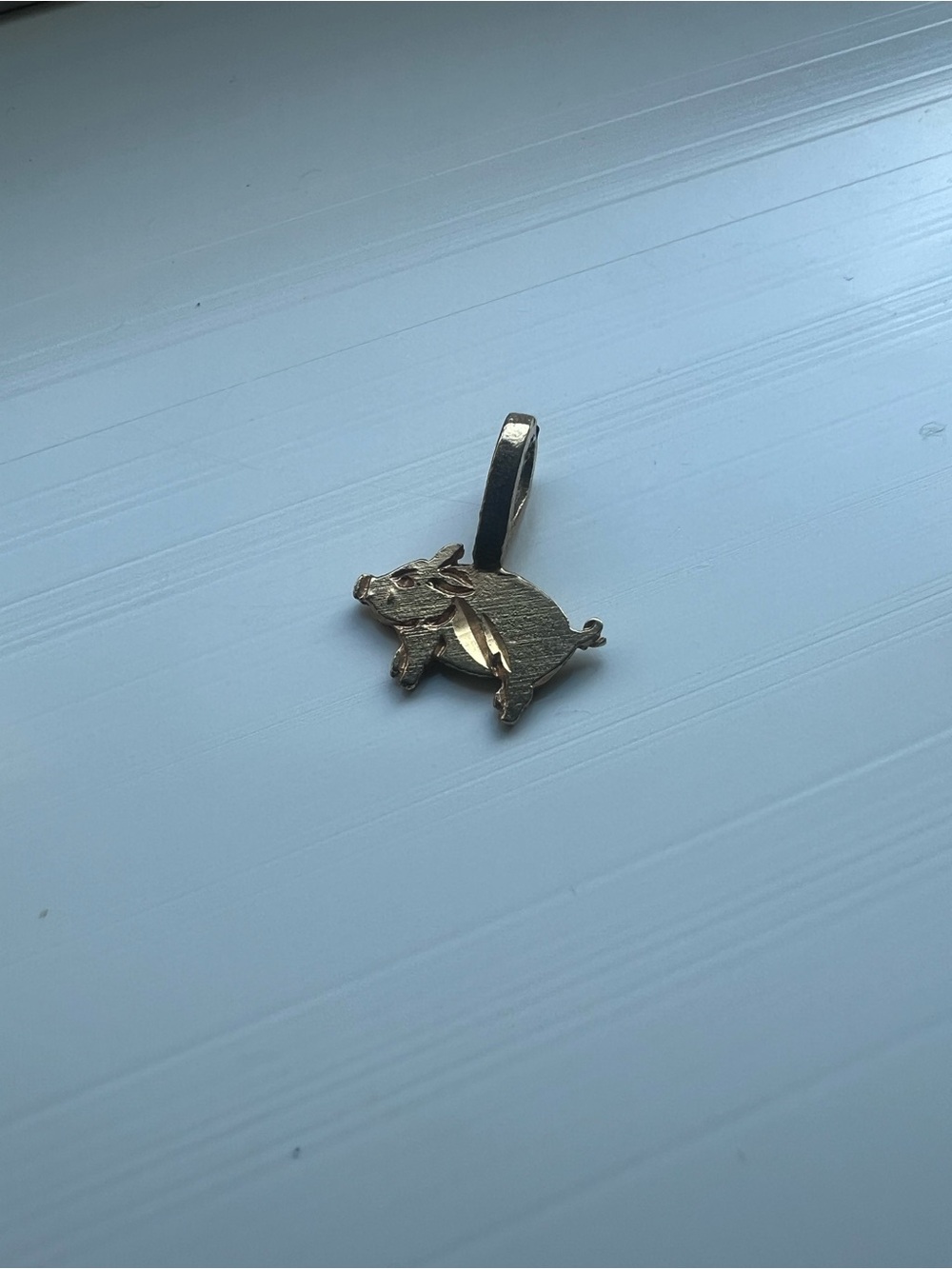 TINY 14K gold pig charm